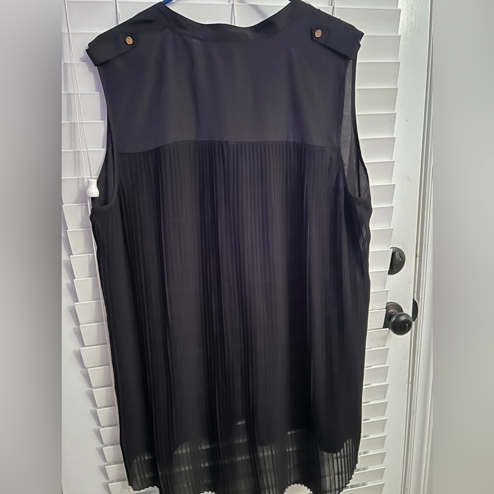 Sleeveless black silk top